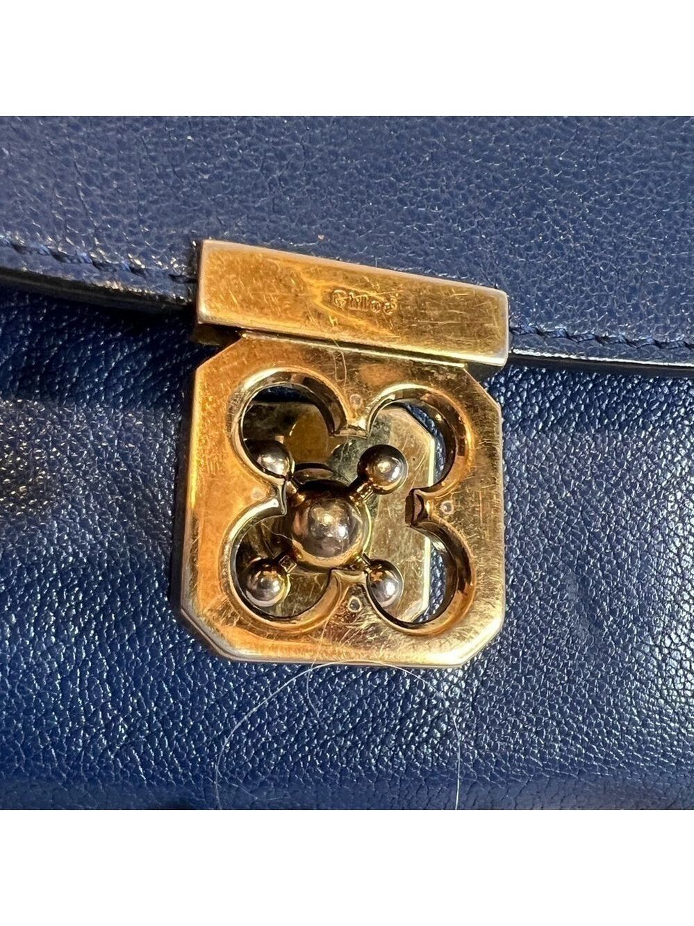 CHLOE VINTAGE ELISE BLUE LEATHER ZIP WALLET - Picture 9 of 16